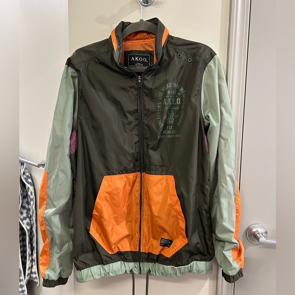 Akoo Green and Orange Windbreaker Jacket